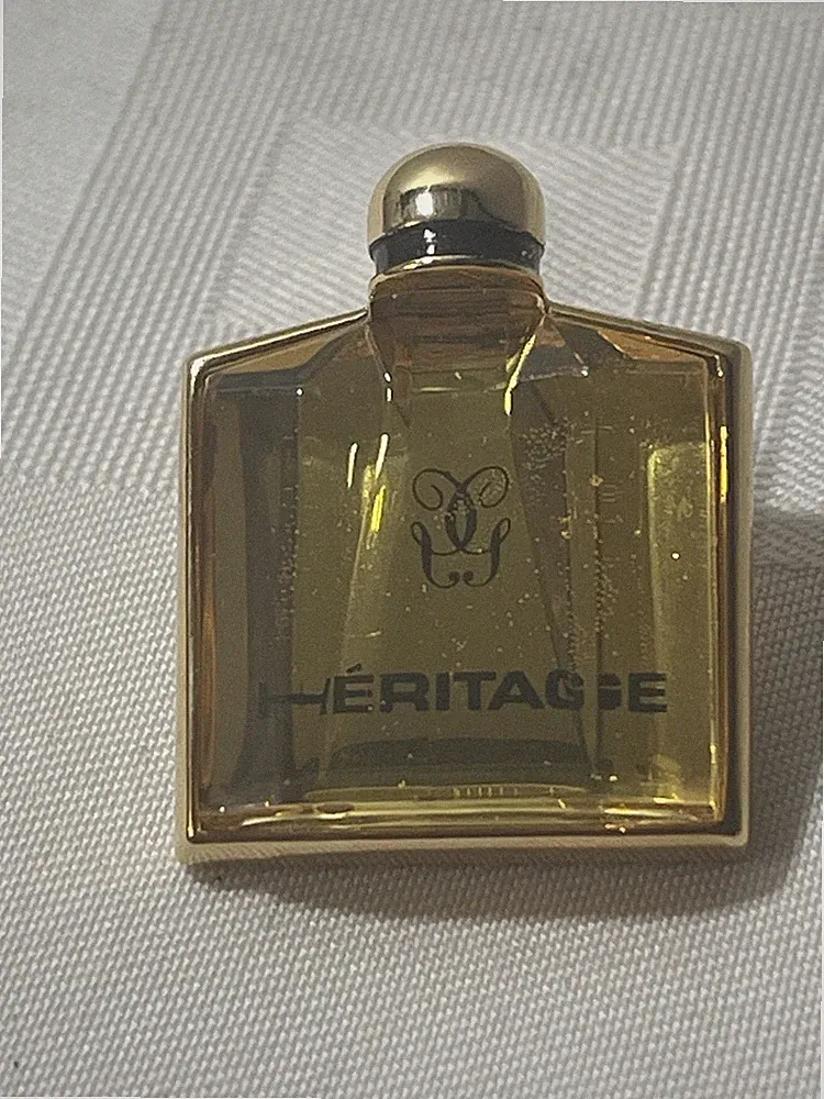 VTG 1980’s Guerlain Heritage Perfume Bottle Brooch/ Pin Gold Tone