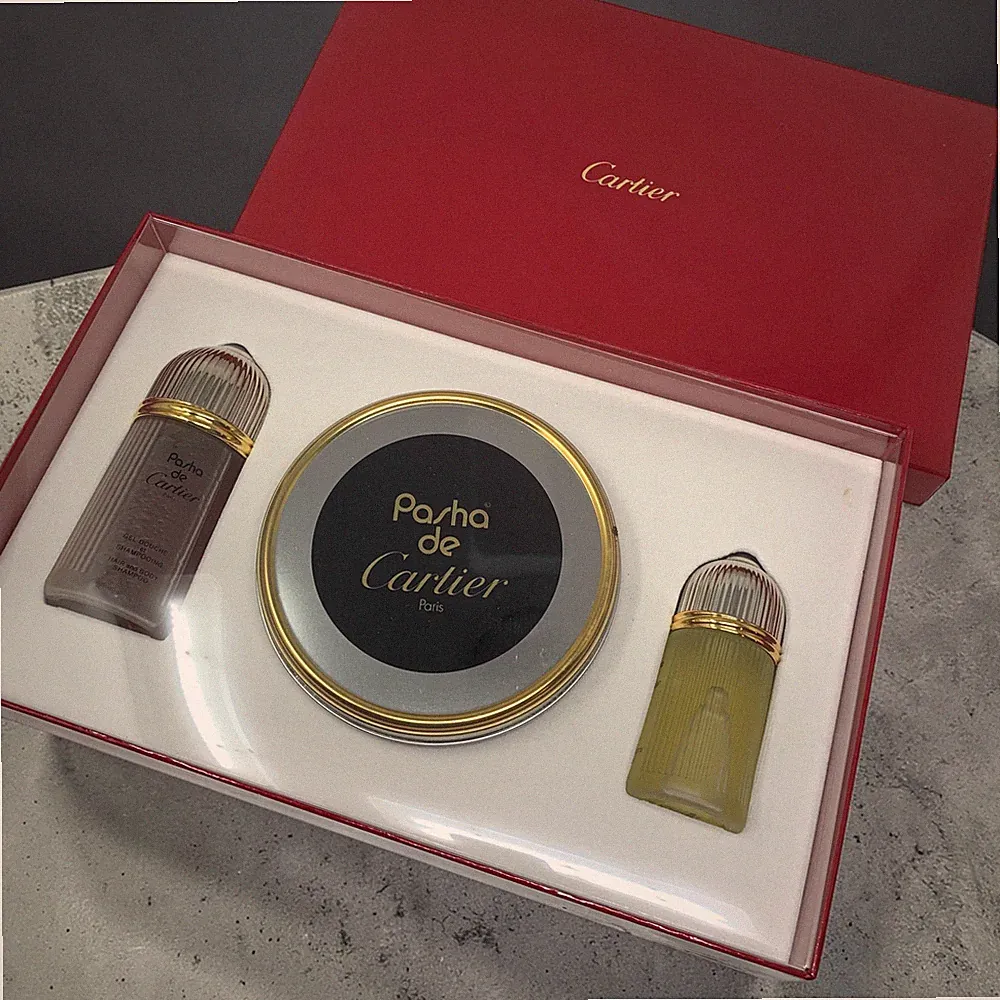 Vtg Pasha de Cartier Paris Fragrance Gift Set Eau de Toilette Minis Shower Gel
