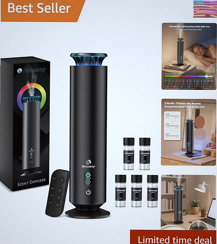 Waterless Scent Diffuser Kit,Scent Diffuser with 7 Lights and Breathing Light...