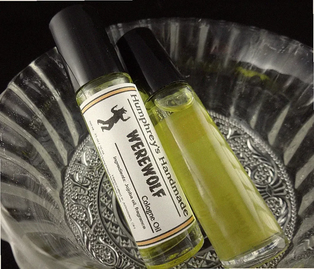 WEREWOLF Men's Cologne Oil, Roll On Citrus Cedar Vetiver Pepper Musk Jojoba Oil