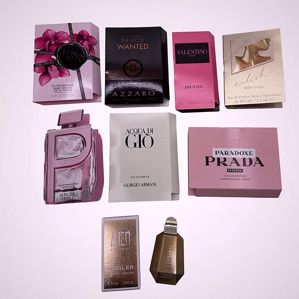 Women's Designer Perfume Travel Mini Sample Bundle Prada Valentino Mugler