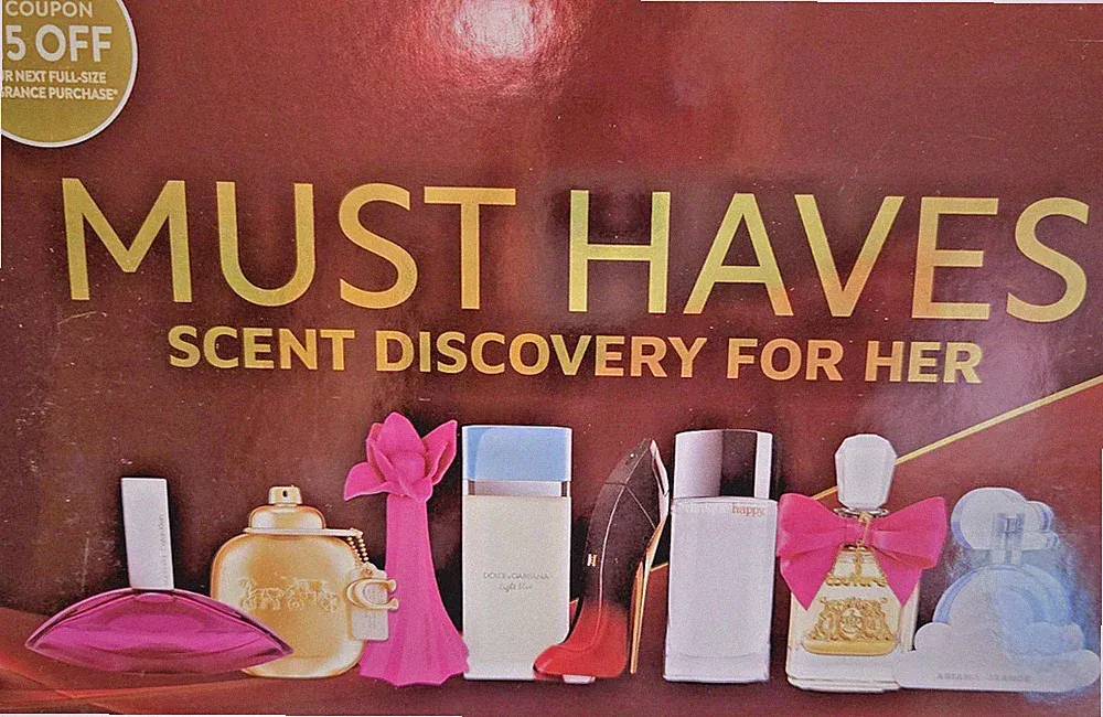 WOMEN'S PERFUME SAMPLER Gift Set 8 Fragrances Designer Must Haves