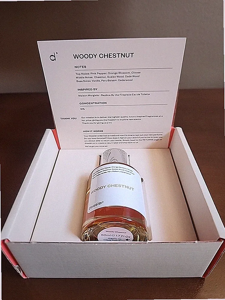WOODY CHESTNUT Dossier unisex perfume MM By The Fireplace men or woman fragrance