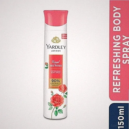 Yardley Fragrance Perfume Body Spray - Red Rose - 150 ml - Deodorant Spray