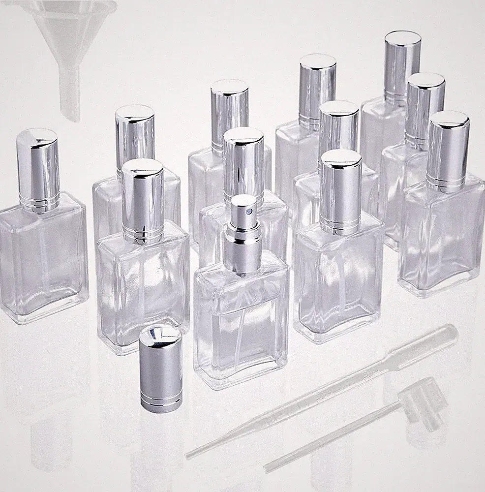 YU FENG 12pcs Refillable Glass Atomizer Spray Bottles with Funnels N1